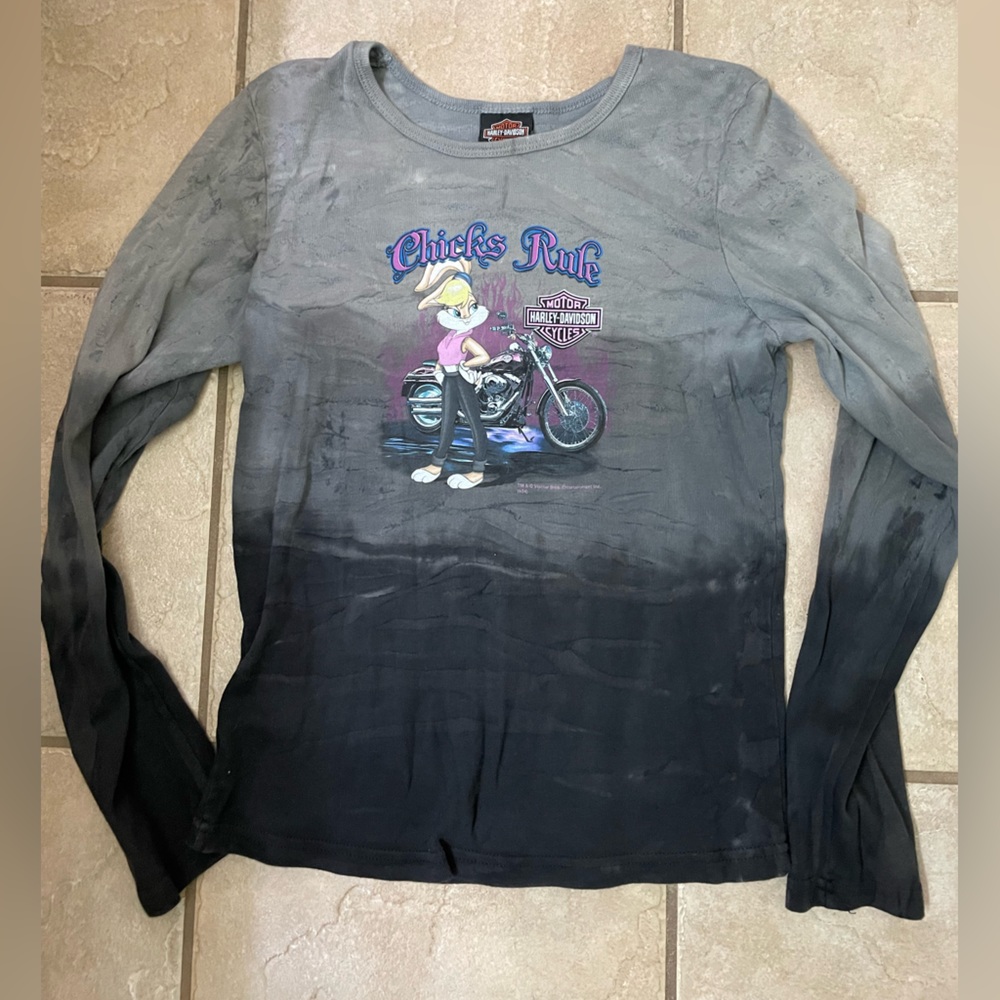 Unique long sleeve, Harley, Davidson, Y2K vintage women’s top